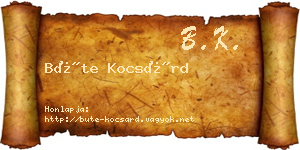Büte Kocsárd névjegykártya